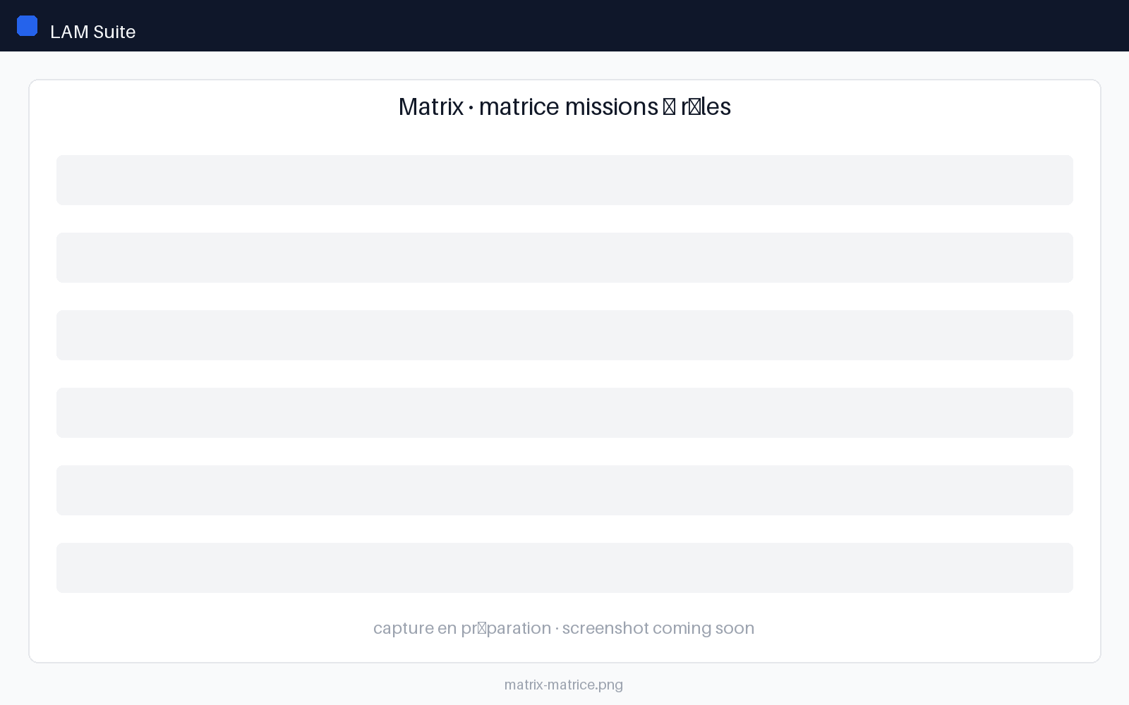 Matrice IAM (matrice R&R) missions × rôles dans LAM Suite